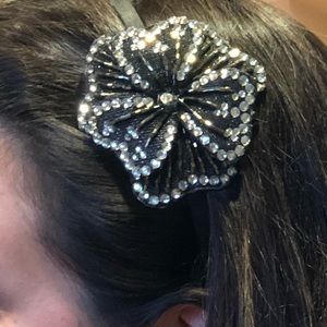 Rhinestone black flower headband